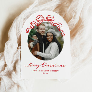 Whimsical Hand Drawn Red Bow Holiday Christmas Acrylic Invitations