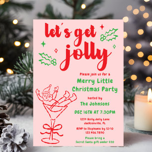 Whimsical Hand Drawn Red Green Christmas Party  Invitation
