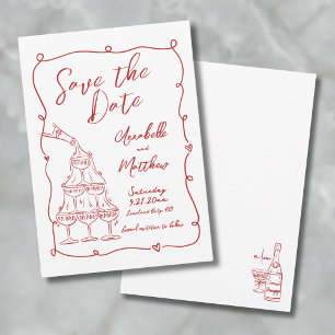 Whimsical Hand Drawn Red Wedding Save The Date