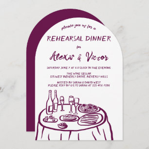 Whimsical Hand Drawn Rehearsal Dinner Table Custom Invitation