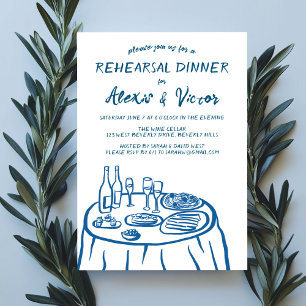 Whimsical Hand Drawn Rehearsal Dinner Table Custom Invitation