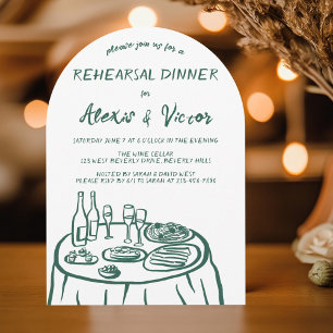 Whimsical Hand Drawn Rehearsal Dinner Table Custom Invitation