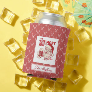 Whimsical Hand-Drawn Santa Christmas Can Cooler