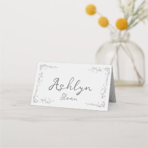 Whimsical Hand Drawn Script Wedding Guest Place Card