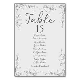 Whimsical Hand Drawn Script Wedding Seating Plan Table Number