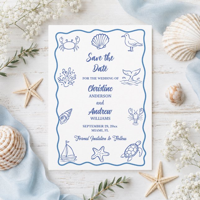 Whimsical Hand Drawn Sea Life  Save The Date (Creator Uploaded)