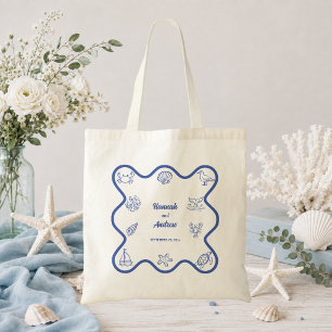 Whimsical Hand Drawn Sea Life Wedding Favour Tote Bag