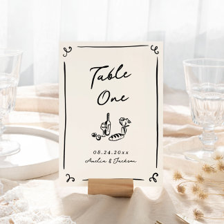Whimsical Hand Drawn Table Number