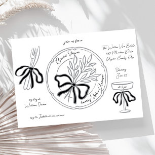 Whimsical Hand Drawn Table Setting Bridal Shower Invitation
