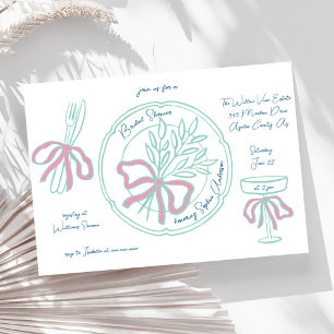 Whimsical Hand Drawn Table Setting Bridal Shower Invitation
