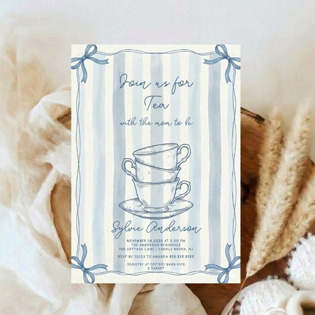 Whimsical Hand Drawn Tea Baby Shower Invitation (Creator Uploaded)