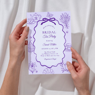 Whimsical Hand Drawn Tea Party Bridal Shower Invitation