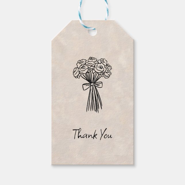 Whimsical Hand Drawn Thank You Gift Tag (Front)