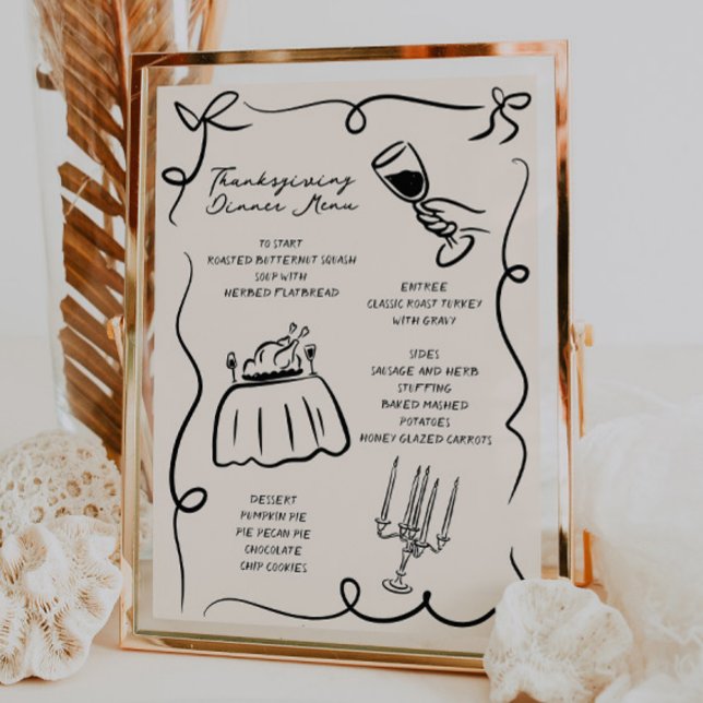 Whimsical Hand Drawn Thanksgiving Menu (Creator Uploaded)