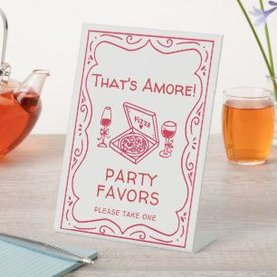 Whimsical Hand Drawn That's Amore Bridal Shower Pedestal Sign