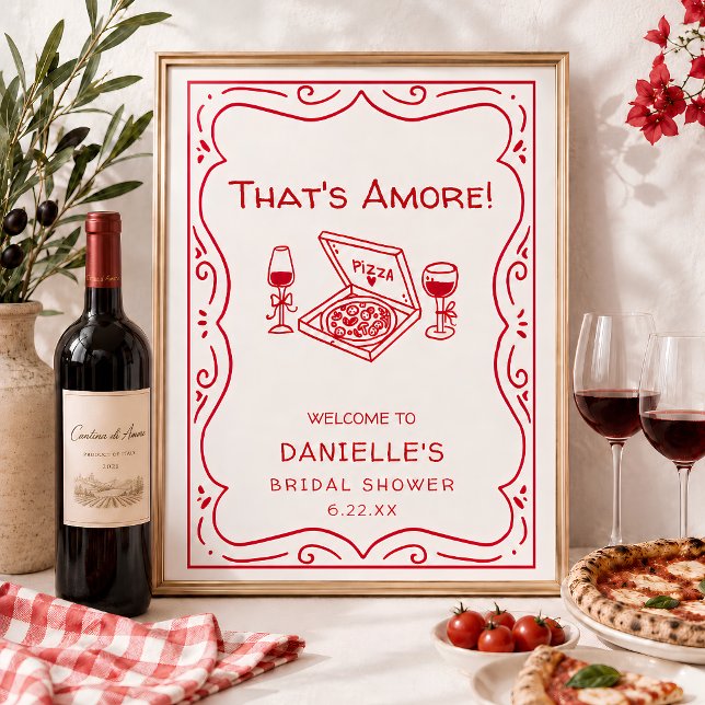 Whimsical Hand Drawn That's Amore Bridal Shower Poster (Creator Uploaded)