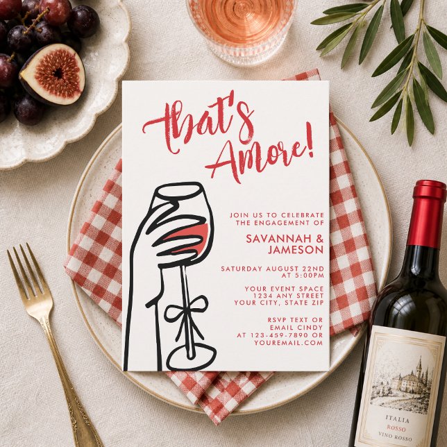 Whimsical Hand Drawn That's Amore Engagement Party Invitation (Creator Uploaded)