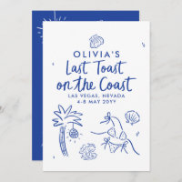 Whimsical hand drawn toast toast on the coast
