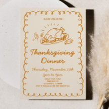 Whimsical Hand Drawn Turkey Thanksgiving Dinner