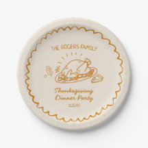 Whimsical Hand Drawn Turkey Thanksgiving Dinner