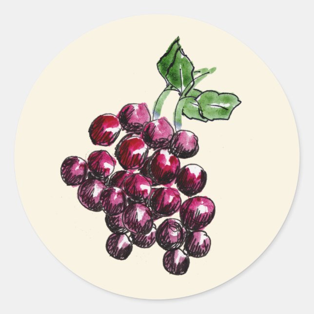 Whimsical Hand-Drawn Vineyard Grapes Envelope Seal (Front)