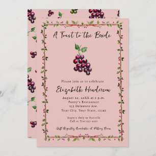 Whimsical Hand-Drawn Vineyard Wine Bridal Shower Invitation