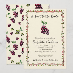 Whimsical Hand-Drawn Vineyard Wine Bridal Shower Invitation