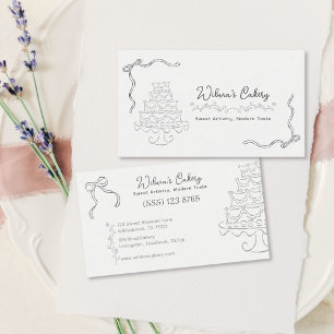 Whimsical Hand Drawn Wedding Cake Bakary Business Business Card