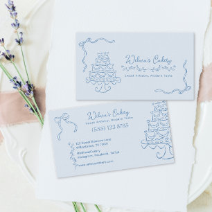 Whimsical Hand Drawn Wedding Cake Bakary Business Card