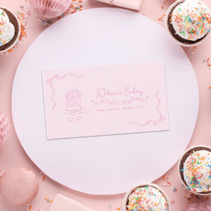 Whimsical Hand Drawn Wedding Cake Bakary Business Card