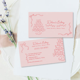 Whimsical Hand Drawn Wedding Cake Bakary Business Card