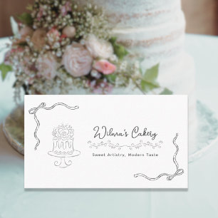 Whimsical Hand Drawn Wedding Cake Bakary Business Card