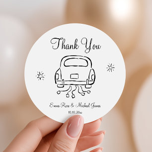 Whimsical Hand Drawn Wedding  Classic Round Sticker