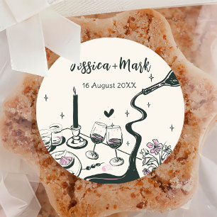 Whimsical Hand Drawn Wedding Classic Round Sticker