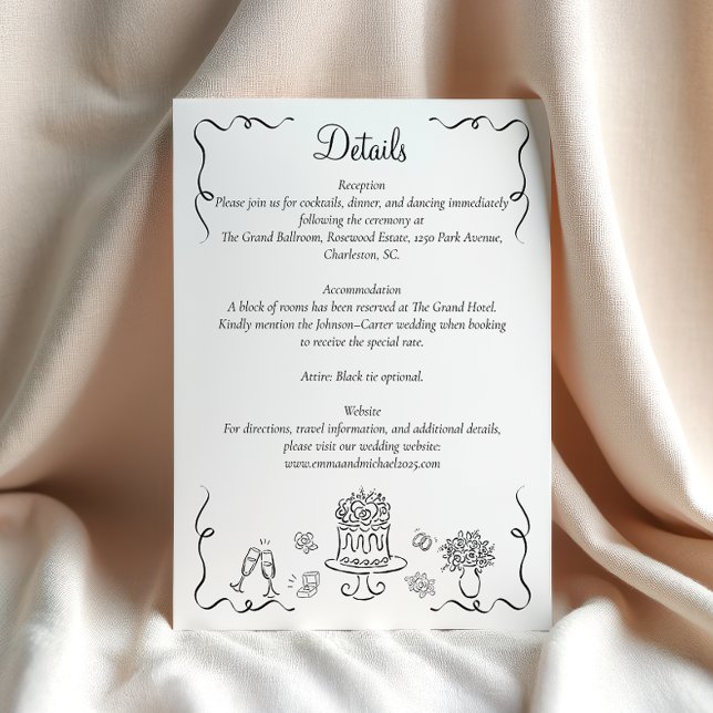 Whimsical Hand Drawn Wedding details Enclosure Card (Creator Uploaded)