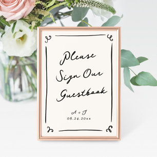 Whimsical Hand Drawn Wedding Guestbook Sign