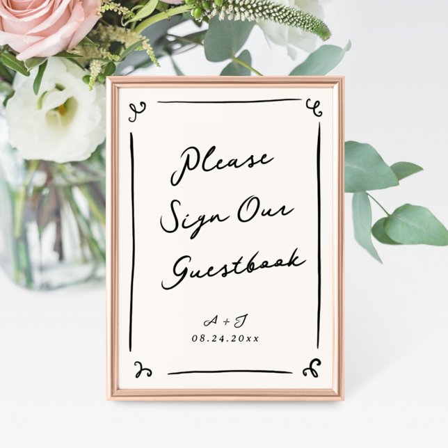 Whimsical Hand Drawn Wedding Guestbook Sign (Creator Uploaded)
