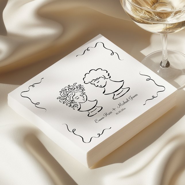 Whimsical Hand Drawn Wedding Napkin (Creator Uploaded)