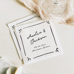 Whimsical Hand Drawn Wedding Napkin