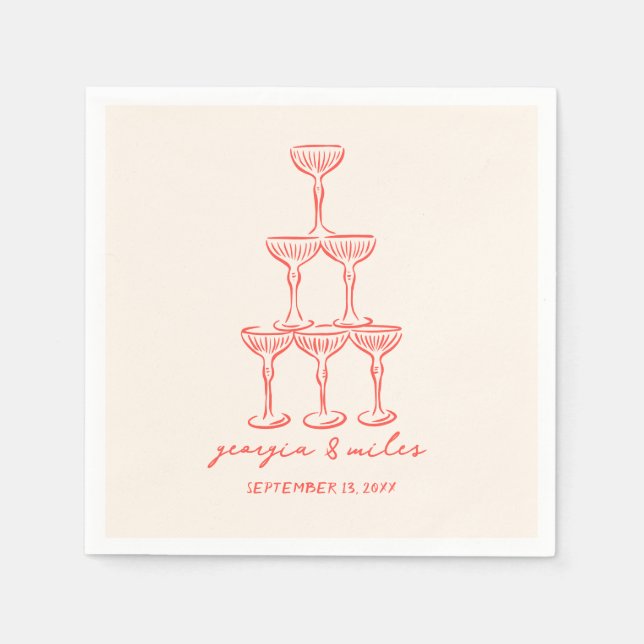 Whimsical Hand Drawn Wedding Napkins (Front)