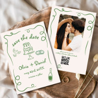 Whimsical Hand Drawn Wedding Photo Green