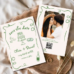 Whimsical Hand Drawn Wedding Photo Green Save The Date<br><div class="desc">Set the tone for your wedding with this whimsical hand-drawn save the date photo card! Featuring delicate, artistic details and a personalised photo, this design beautifully blends creativity and charm. The soft, elegant typography enhances the romantic theme, while the customisable details ensure it aligns perfectly with your special day. Ideal...</div>