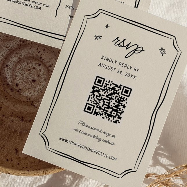 Whimsical Hand Drawn Wedding Quirky QR RSVP Cards (Creator Uploaded)