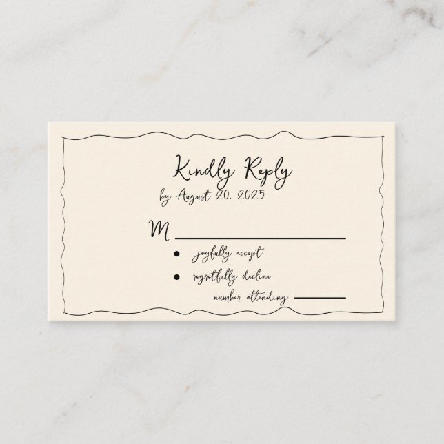 Whimsical Hand-Drawn Wedding RSVP Enclosure Card  (Front)
