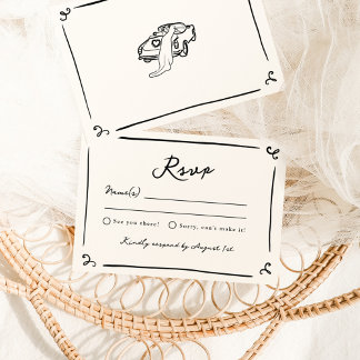 Whimsical Hand Drawn Wedding RSVP Invitation