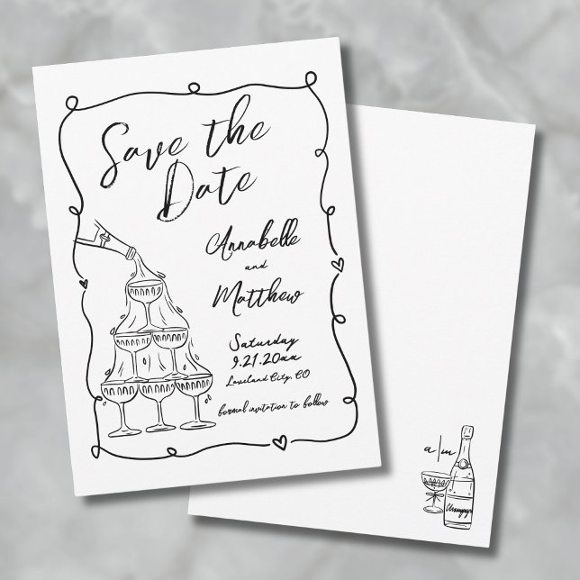 Whimsical Hand Drawn Wedding Save The Date (Whimsical Hand Drawn Wedding Save The Date)