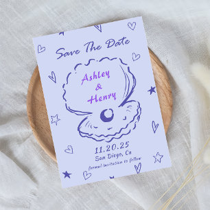 Whimsical Hand Drawn Wedding Save The Date Invitation
