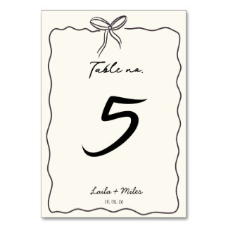 Whimsical Hand drawn Wedding Table Number