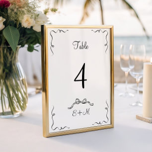 Whimsical Hand Drawn Wedding Table Number