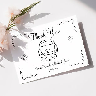Whimsical Hand Drawn Wedding Thank You Card